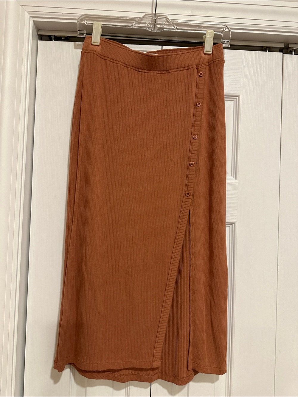 Abercrombie and Fitch Rust Brown Midi Button-Accent Women's Skirt